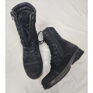TAOS Women's Sz. 6/6.6 Black Renegade Oiled Suede Zip Combat Boots